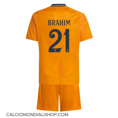 Maglie da calcio Real Madrid Brahim Diaz #21 Seconda Maglia Bambino 2024-25 Manica Corta (+ Pantaloni corti)